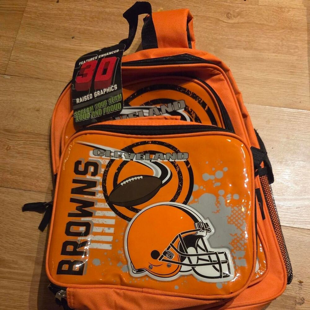 NWT NFL Cleveland Browns 3D Graphic Backpack & Lunch Box Set Streetwear